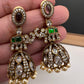Moissanite AD Tulip Beads Jhumkas - Purple