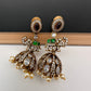 Moissanite AD Tulip Beads Jhumkas - Purple