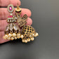 Moissanite AD Tulip Beads Jhumkas - Red