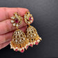 Moissanite AD Peacock Beads Jhumkas - Red