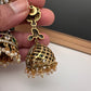 CZ Moissanite AD Peacock Victorian Jhumkas - Red