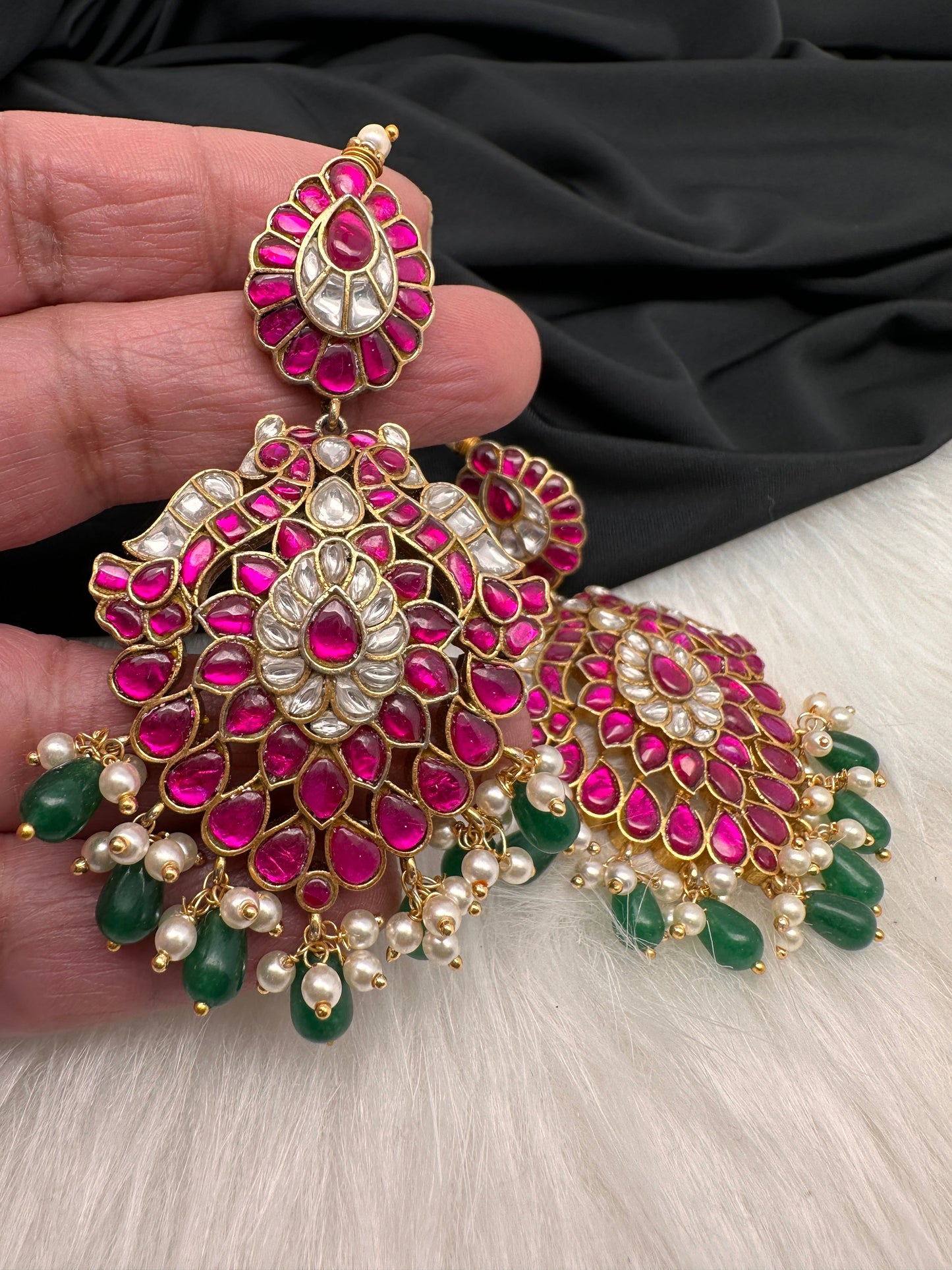 Jadau Kundan Pink Earrings