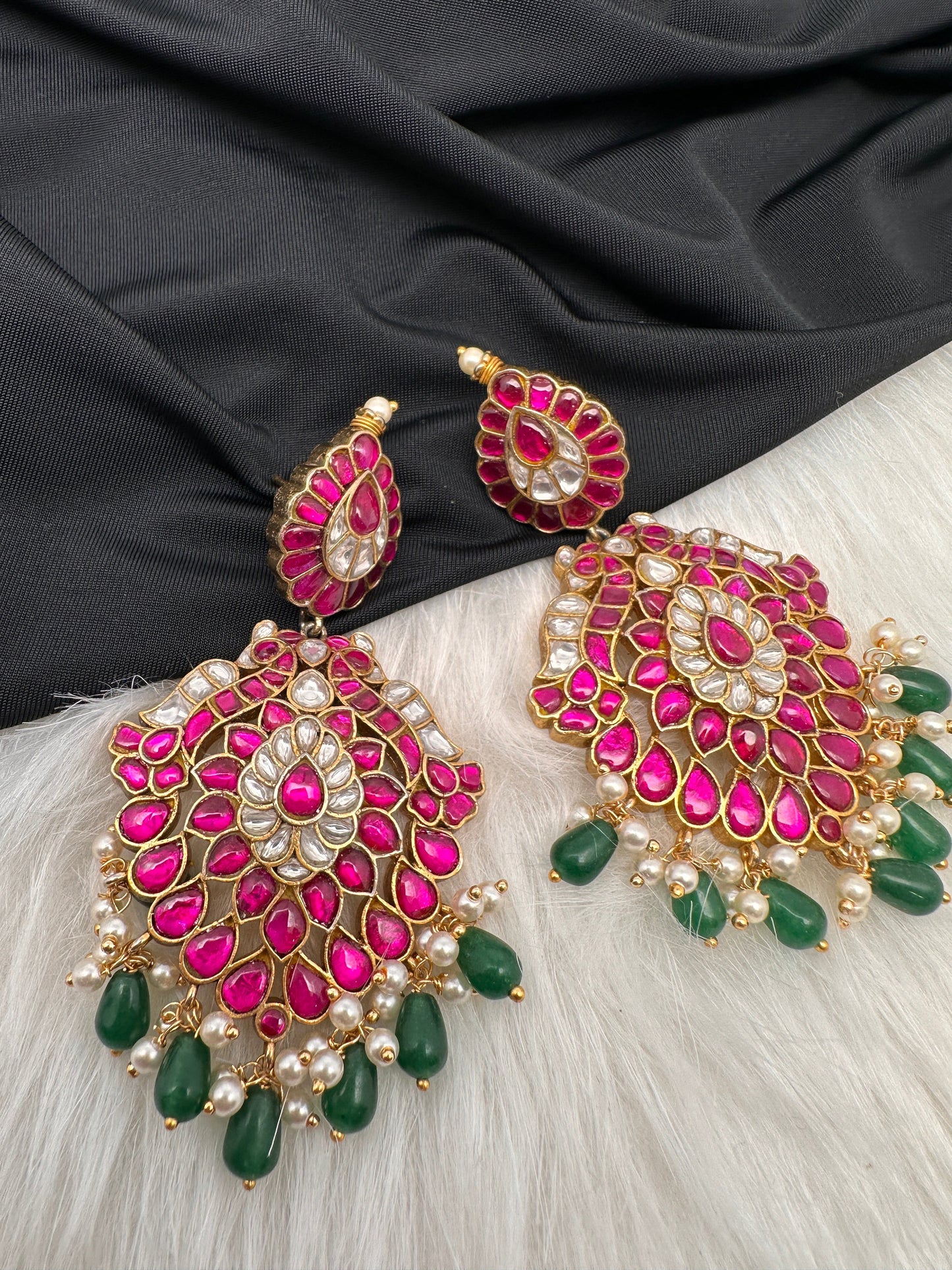 Jadau Kundan Pink Earrings