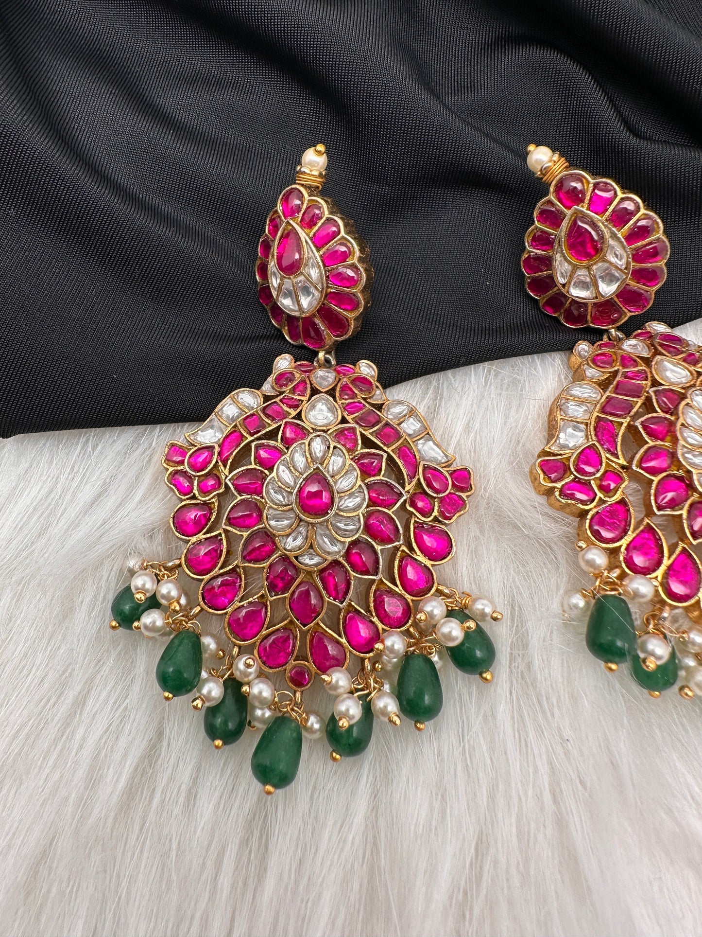 Jadau Kundan Pink Earrings