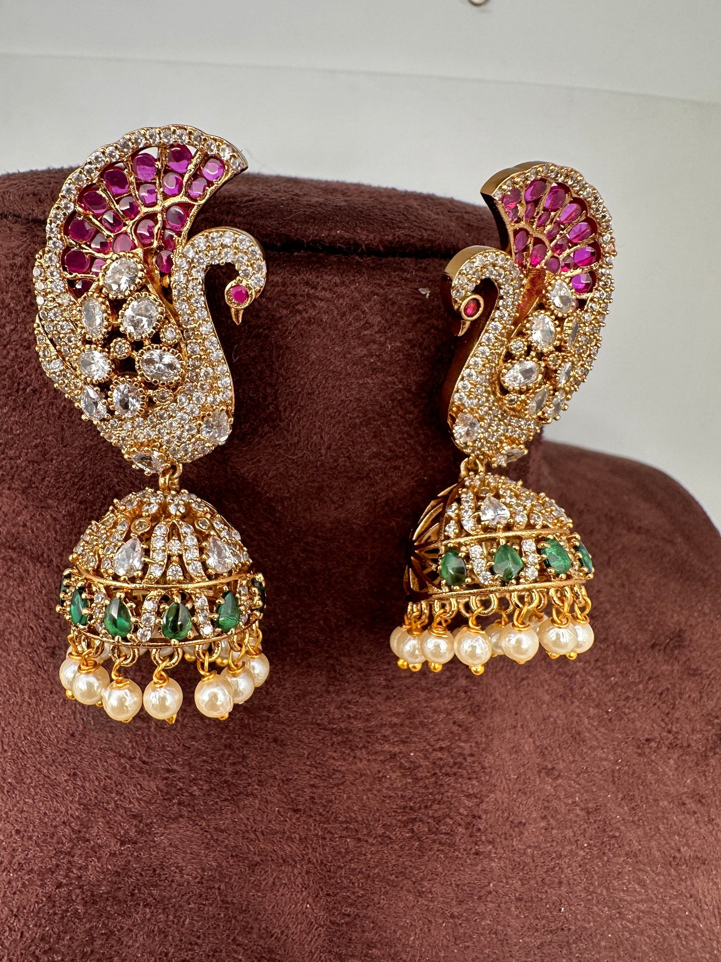 Peacock Multi Stone Matte Jhumka