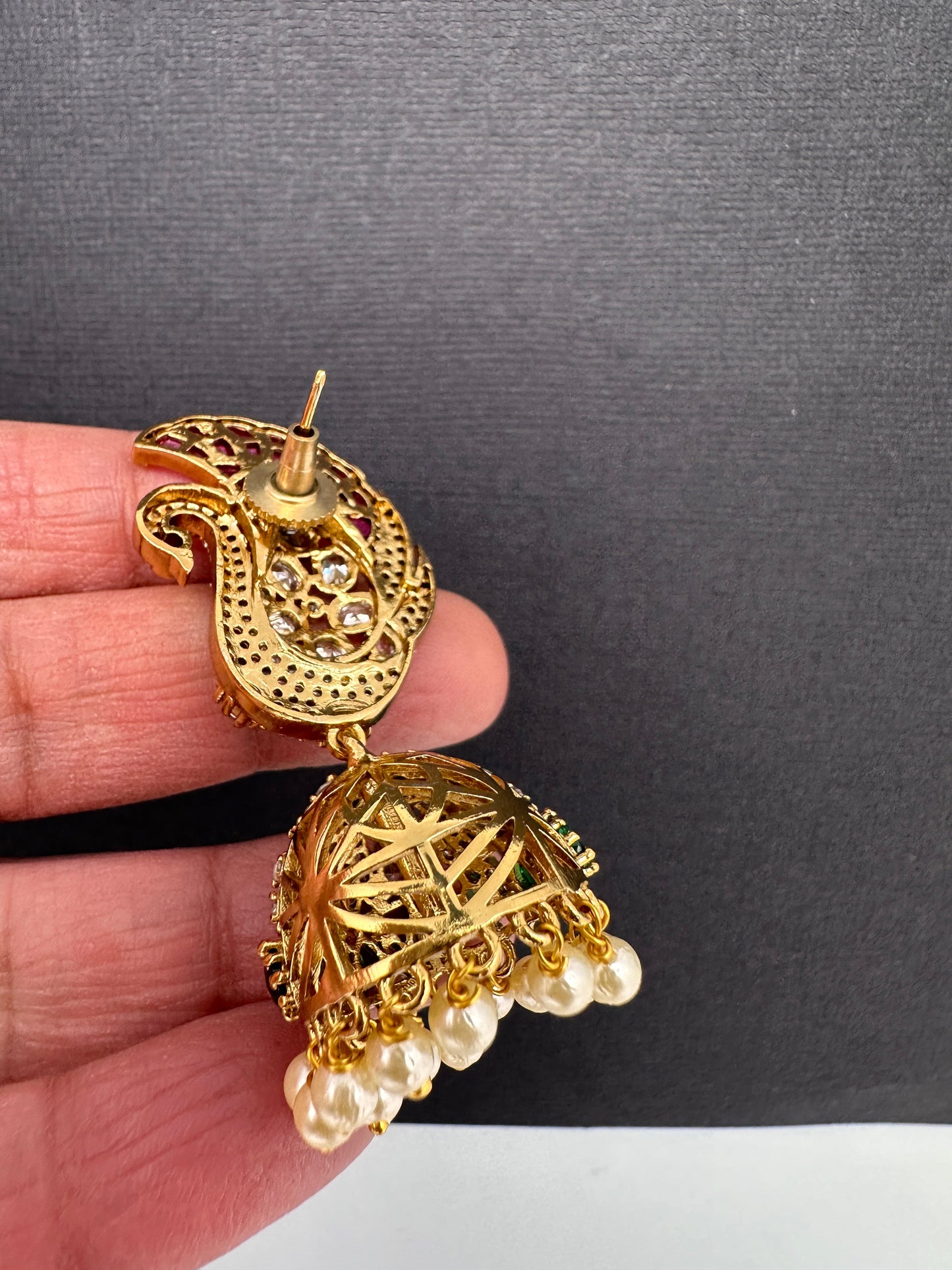 Peacock Multi Stone Matte Jhumka