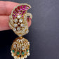 Peacock Multi Stone Matte Jhumka