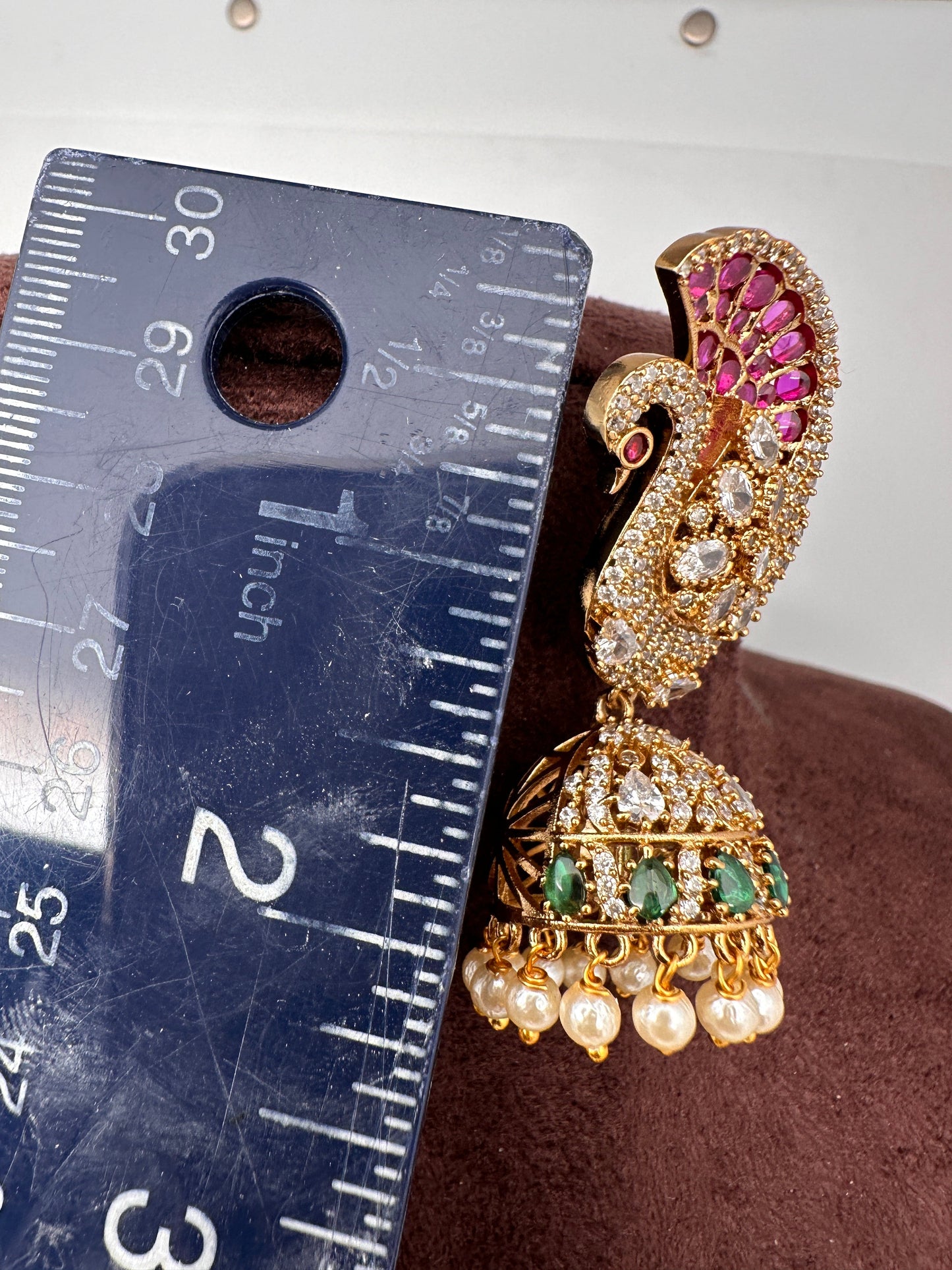 Peacock Multi Stone Matte Jhumka