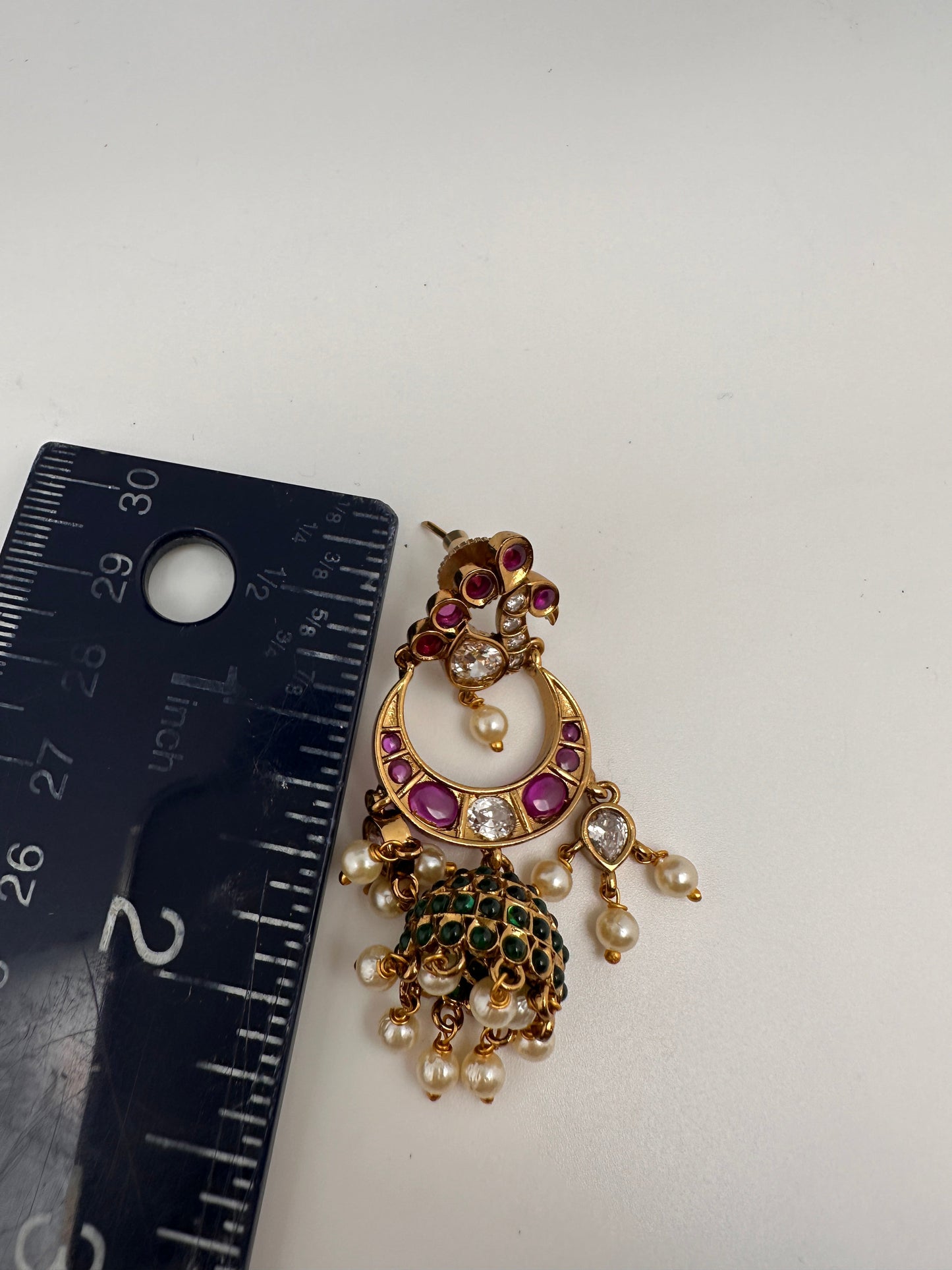 Peacock CZ Matte Jhumkis