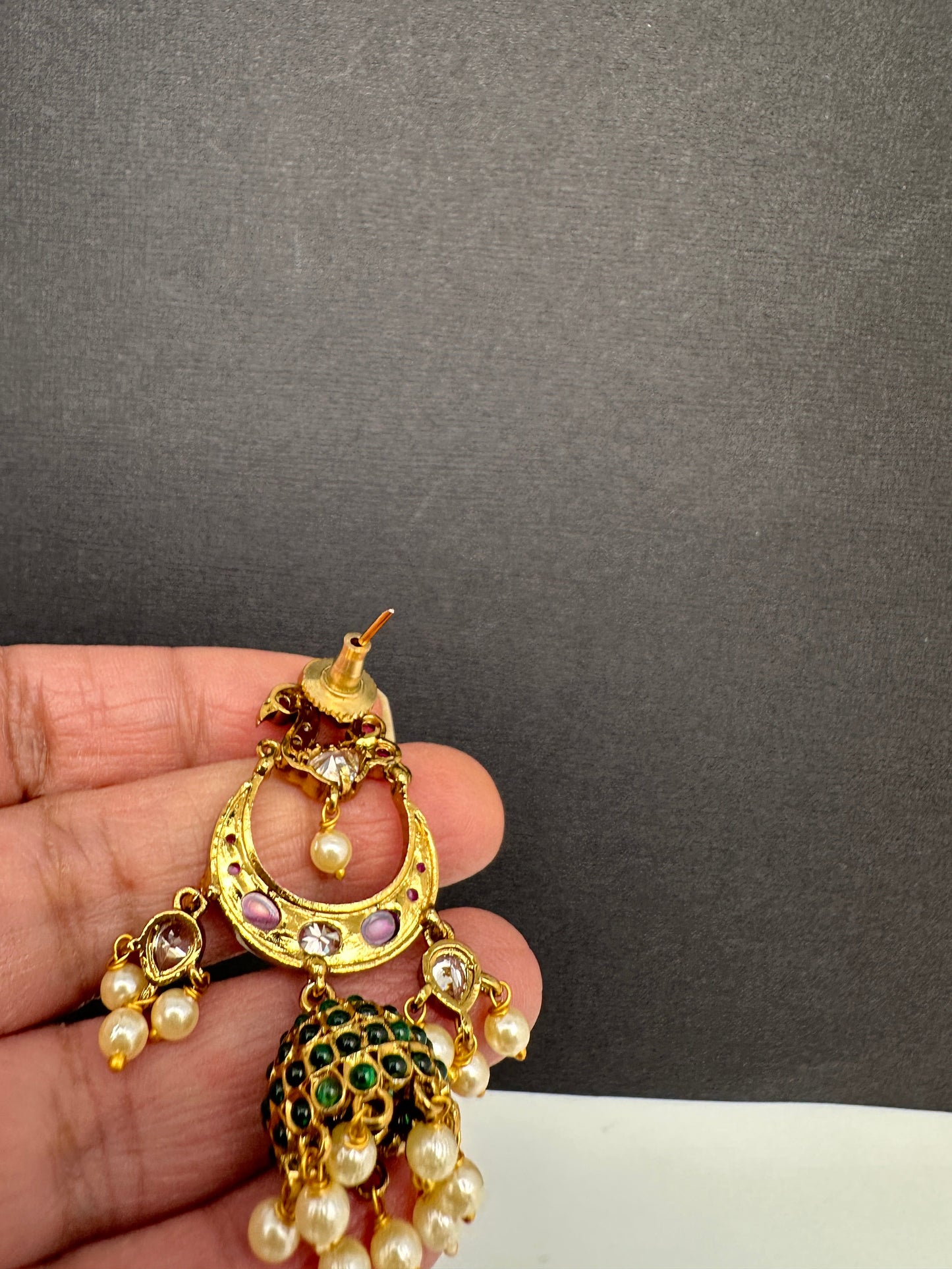 Peacock CZ Matte Jhumkis
