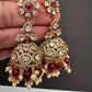 CZ Moissanite AD Jhumkas - Red