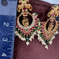 Peacock Nakshi Red Stone Green Beads Matte Finish Chandbali