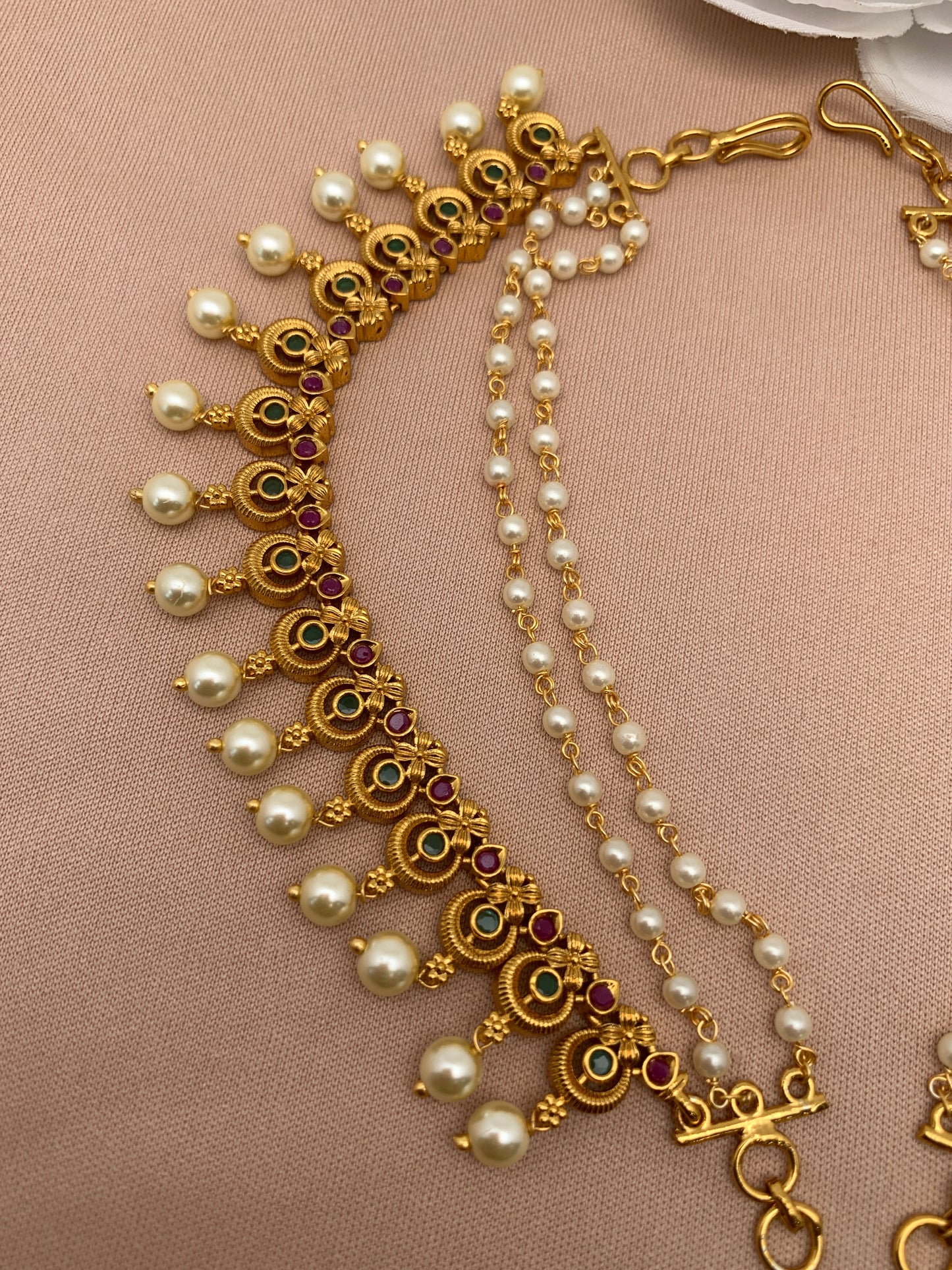 Matte finish Earchain with multi stone and CZ