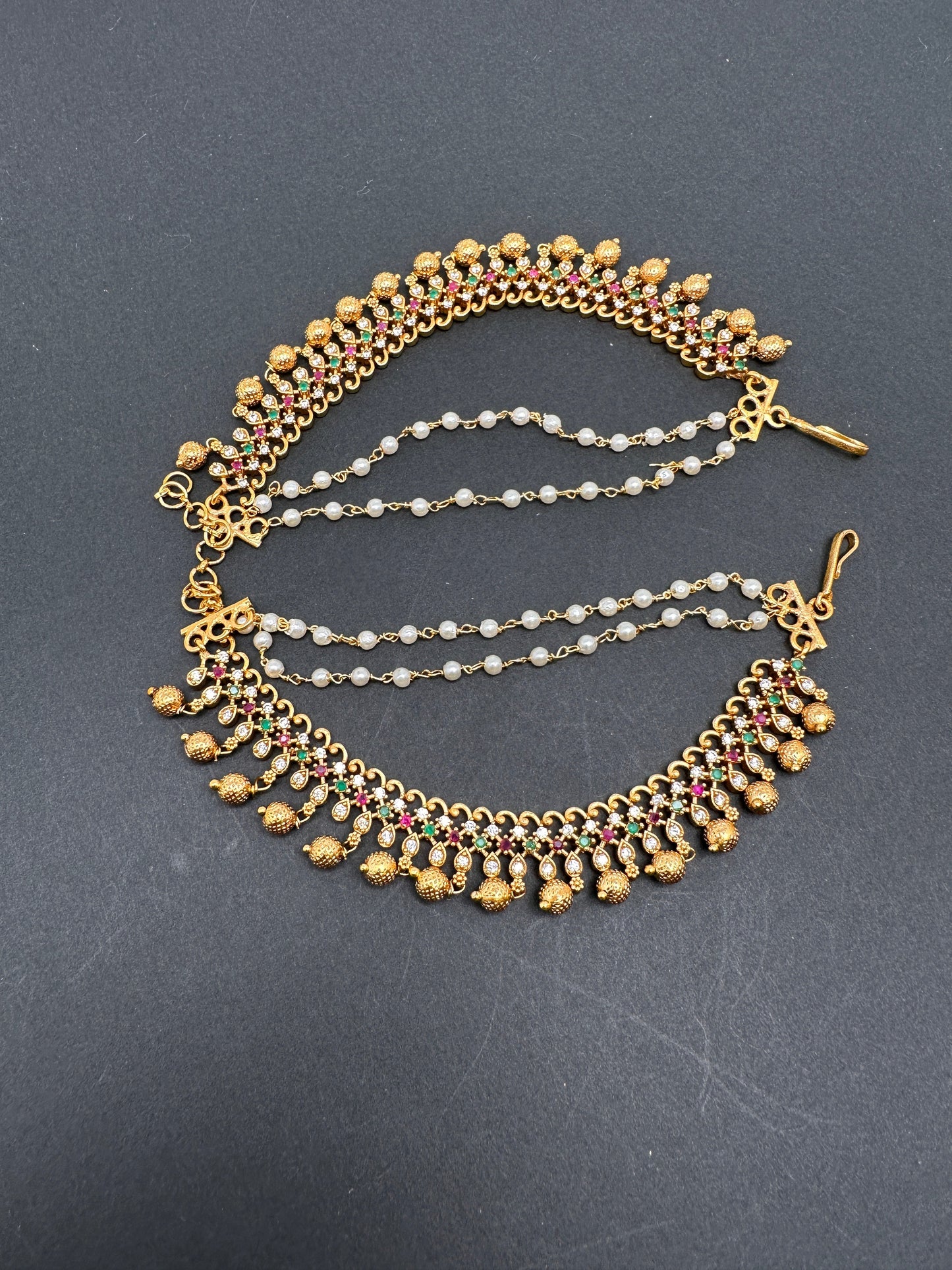 Matte finish Earchain with multi stone and CZ