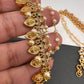 Matte finish Goddess Lakshmi Earchain with multi stone and CZ