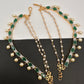 AD Color Stone Ear Chain - Green