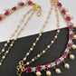 AD Color Stone Ear Chain - Red
