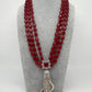 AD Red Stone Pendent Red Monalisa Beads Mala