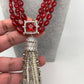 AD Red Stone Pendent Red Monalisa Beads Mala