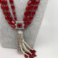 AD Red Stone Pendent Red Monalisa Beads Mala