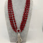 AD Red Stone Pendent Red Monalisa Beads Mala