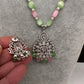 AD Silver Finish Pendent Single Line Color Monalisa Beads Necklace - Clear