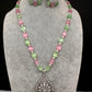 AD Silver Finish Pendent Single Line Color Monalisa Beads Necklace - Clear