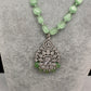 AD Silver Finish Pendent Single Line Color Monalisa Beads Necklace - Green