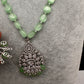 AD Silver Finish Pendent Single Line Color Monalisa Beads Necklace - Green