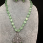 AD Silver Finish Pendent Single Line Color Monalisa Beads Necklace - Green