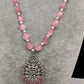 AD Silver Finish Pendent Single Line Color Monalisa Beads Necklace - Pink