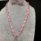 AD Silver Finish Pendent Single Line Color Monalisa Beads Necklace - Pink