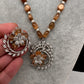 AD Silver Finish Pendent Brown Monalisa Beads Necklace