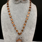 AD Silver Finish Pendent Brown Monalisa Beads Necklace