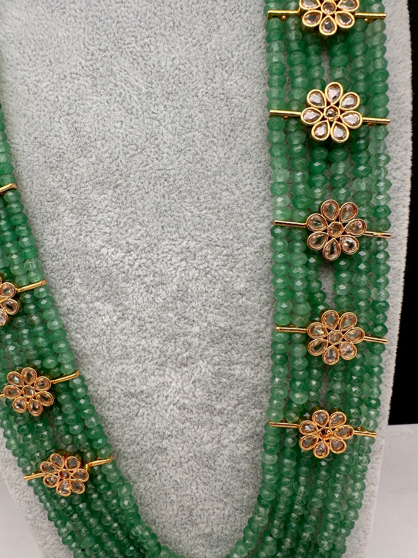 Six Line Green Emerald Beads Necklace