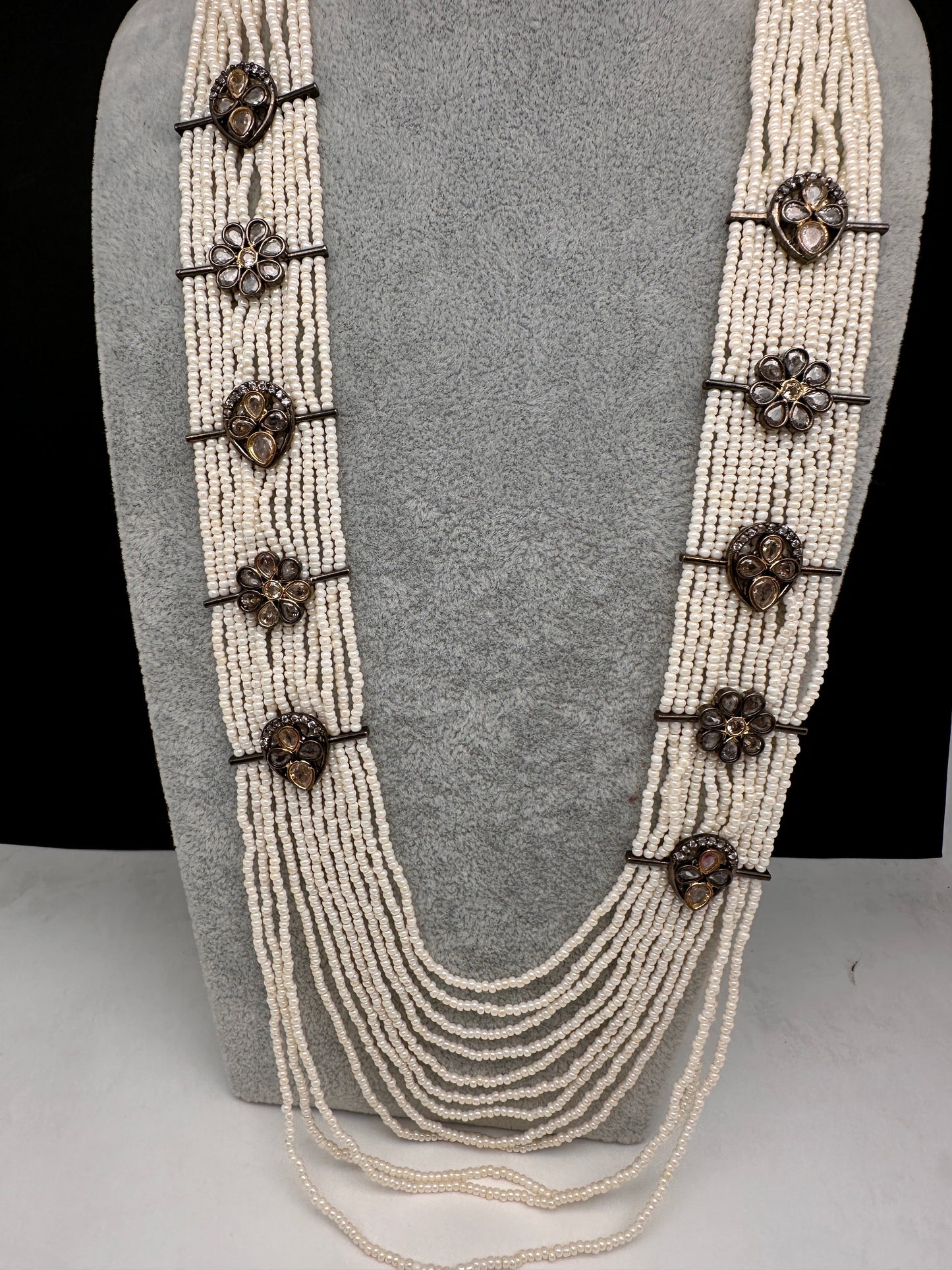 Six Line Pearls Beads Necklace