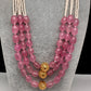 Real Rose Quartz Multi Layer Mala Necklace