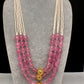 Real Rose Quartz Multi Layer Mala Necklace