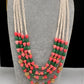 Coral Emerald Nakshi Multi Layer Necklace