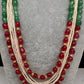 Ruby Emerald Pearls Nakshi Multi Layer Necklace