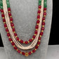 Ruby Emerald Pearls Nakshi Multi Layer Necklace