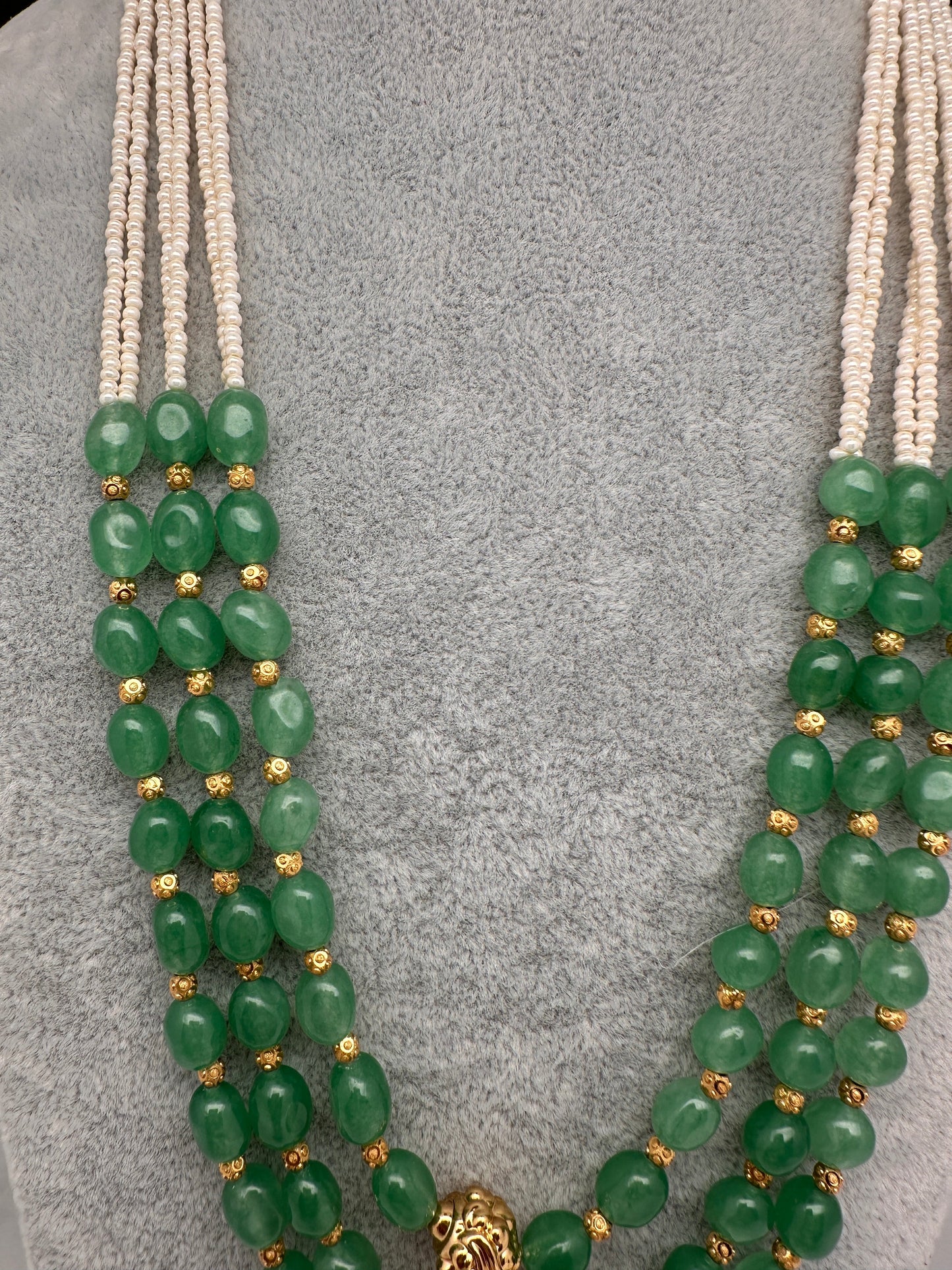 Emerald Pearls Nakshi Multi Layer Necklace