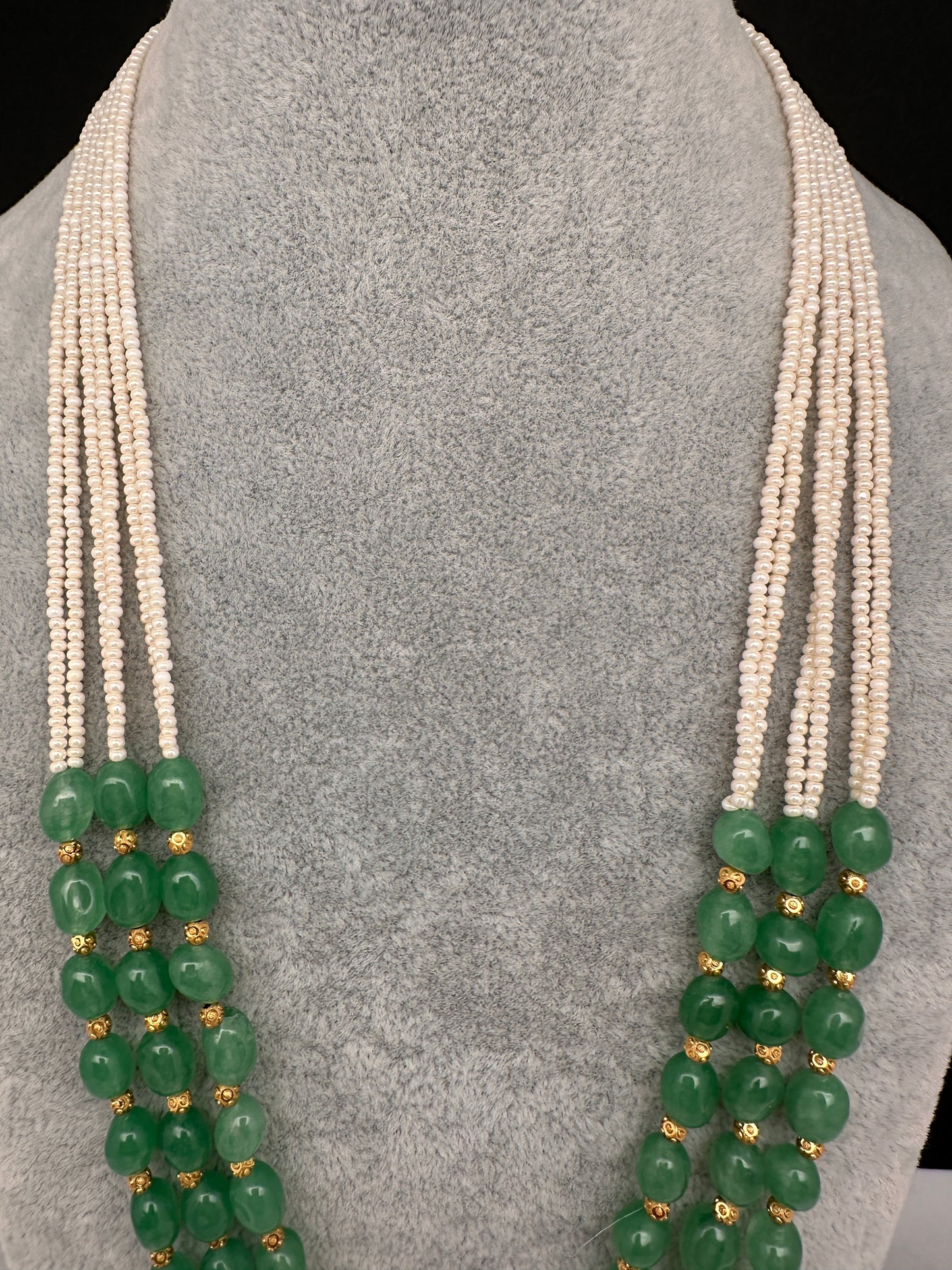 Emerald Pearls Nakshi Multi Layer Necklace