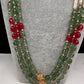 Emerald Ruby Pearls Nakshi Multi Layer Necklace
