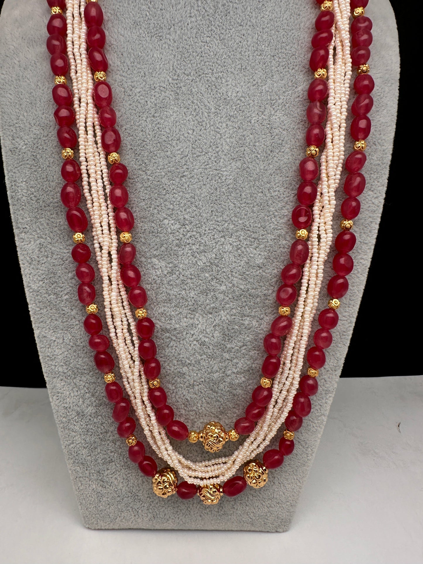 Ruby Pearls Nakshi Multi Layer Necklace