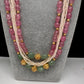 Rose Quartz Emerald Pearls Nakshi Multi Layer Necklace