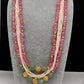 Rose Quartz Emerald Pearls Nakshi Multi Layer Necklace