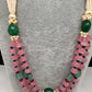 Pink Pumpkin Beads and Green Beads Multi Layer Necklace