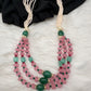 Pink Pumpkin Beads and Green Beads Multi Layer Necklace