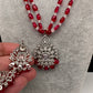 AD Silver Finish Pendent Pink Monalisa Beads Necklace